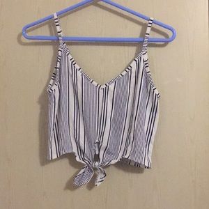 White and black strip crop top